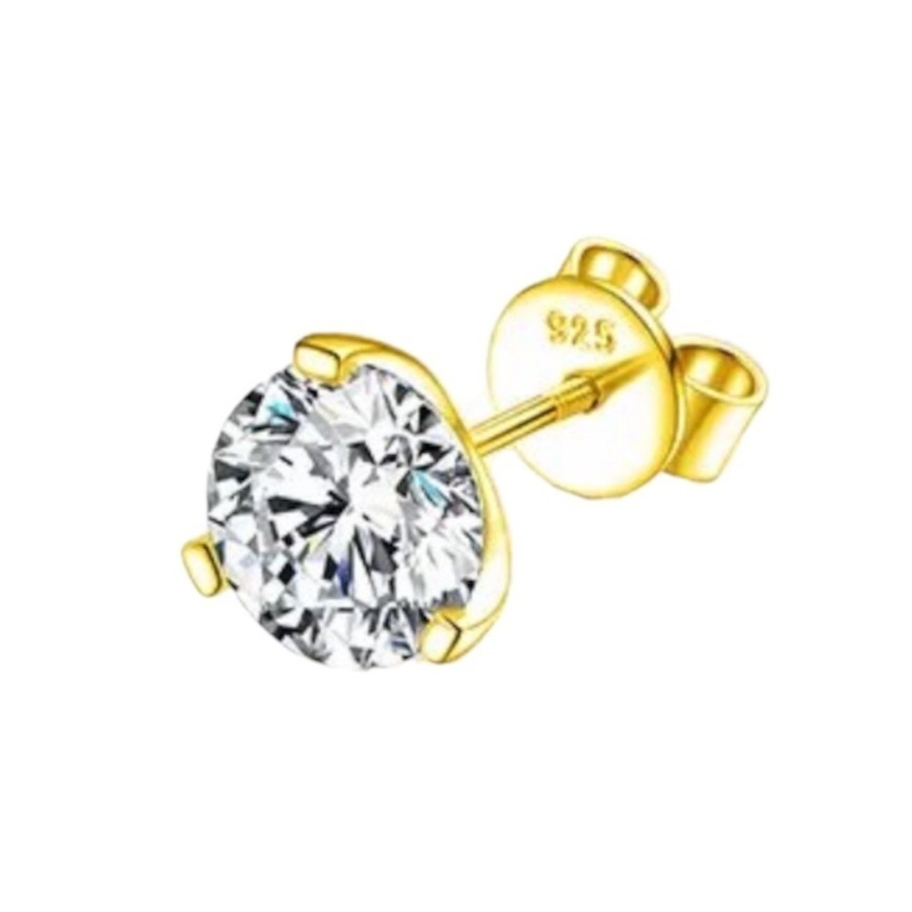 Certified .3ct Moissanite 4mm Single Screw Lock Stud 18K GP Earring NEW